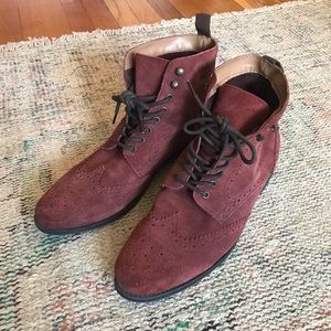 Hawkins McGill Maroon Suede Boots Sz 11